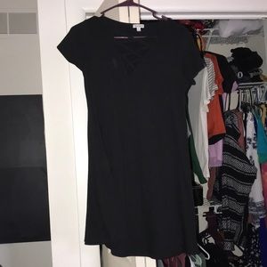 black cross cross lace up dress